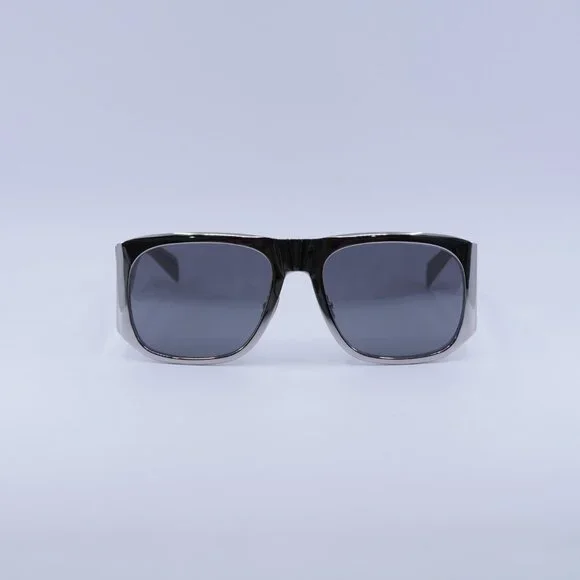 Saint Laurent SL636 002 Sunglasses Silver Square Frame, Grey  display picture 1